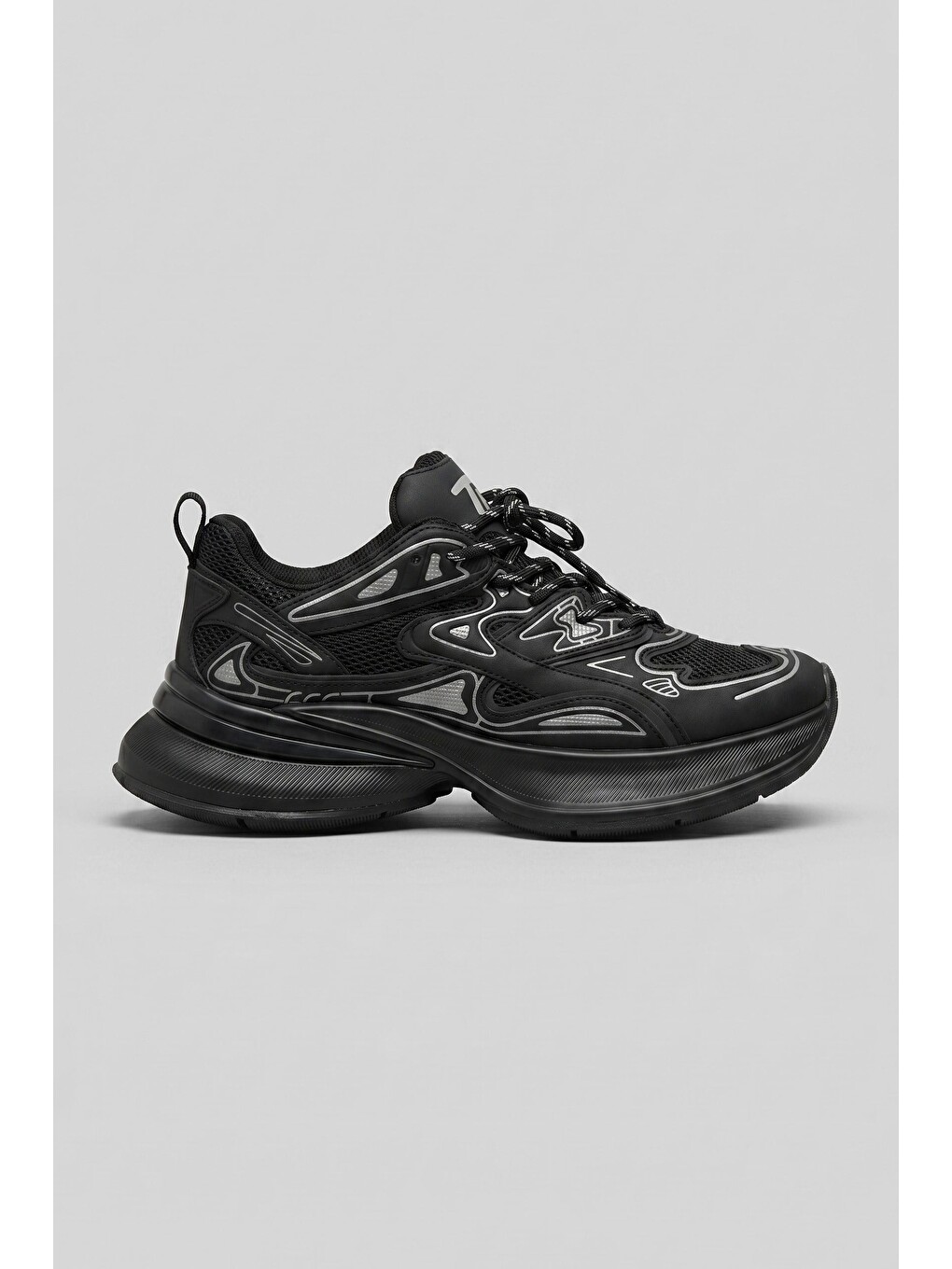 Erkek Kalın Tabanlı Günlük Track Sneaker Siyah