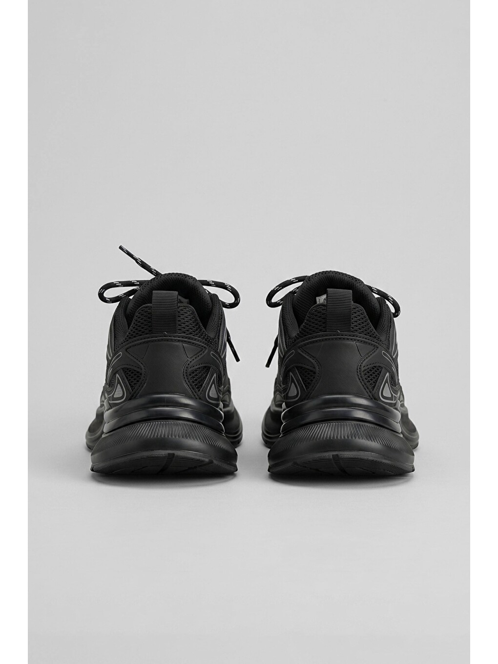 Erkek Kalın Tabanlı Günlük Track Sneaker Siyah-3
