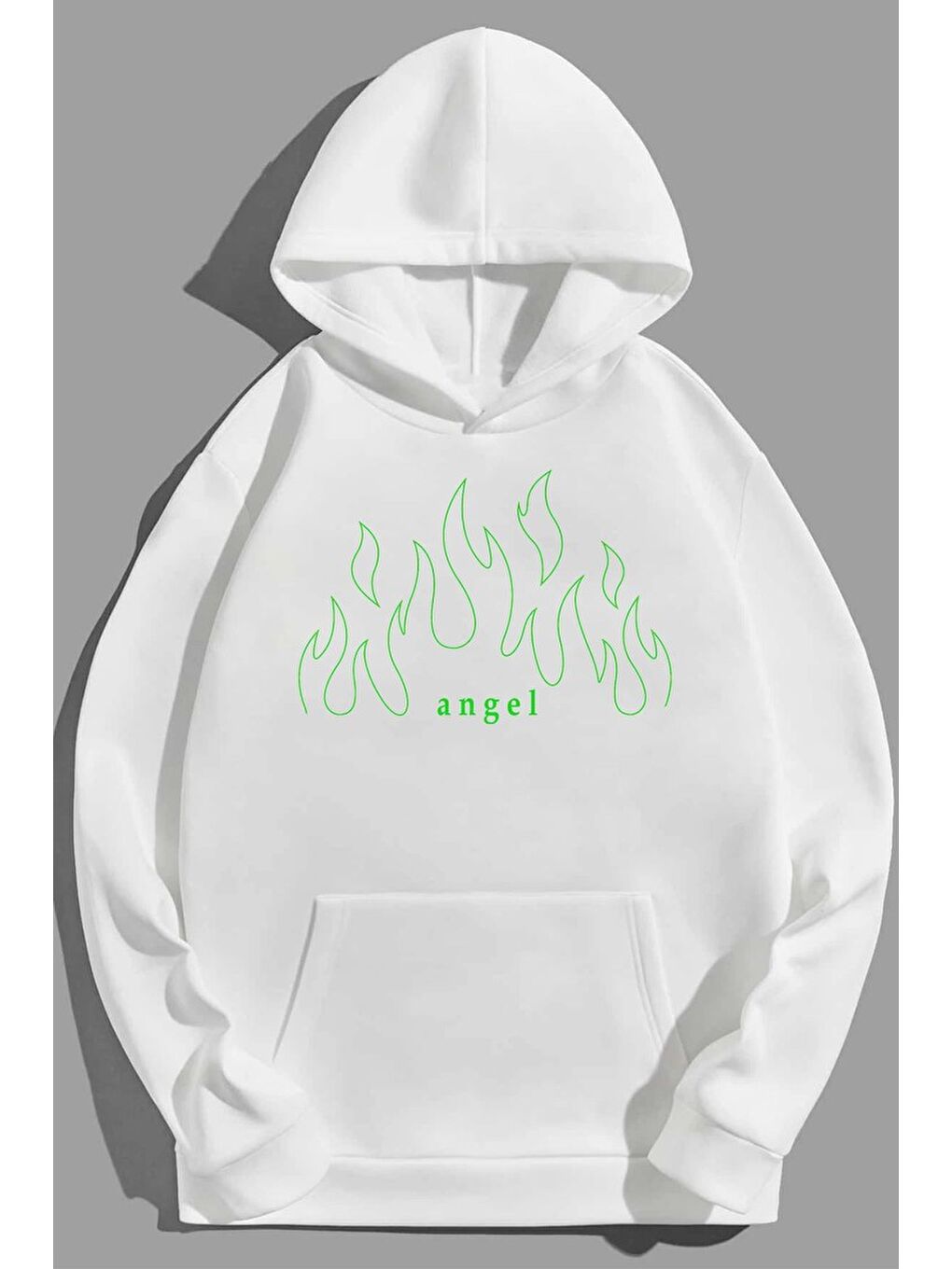 uyguntarz Beyaz Unisex Green Angel Fire Sweatshirt