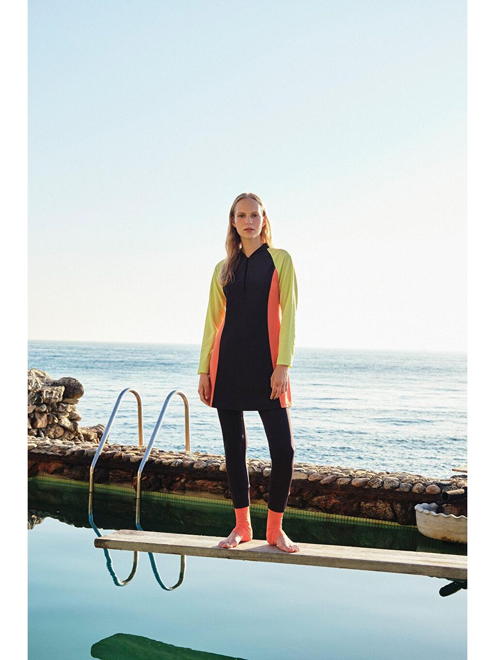 Antrasit Blok Renkli Tayt Mayo