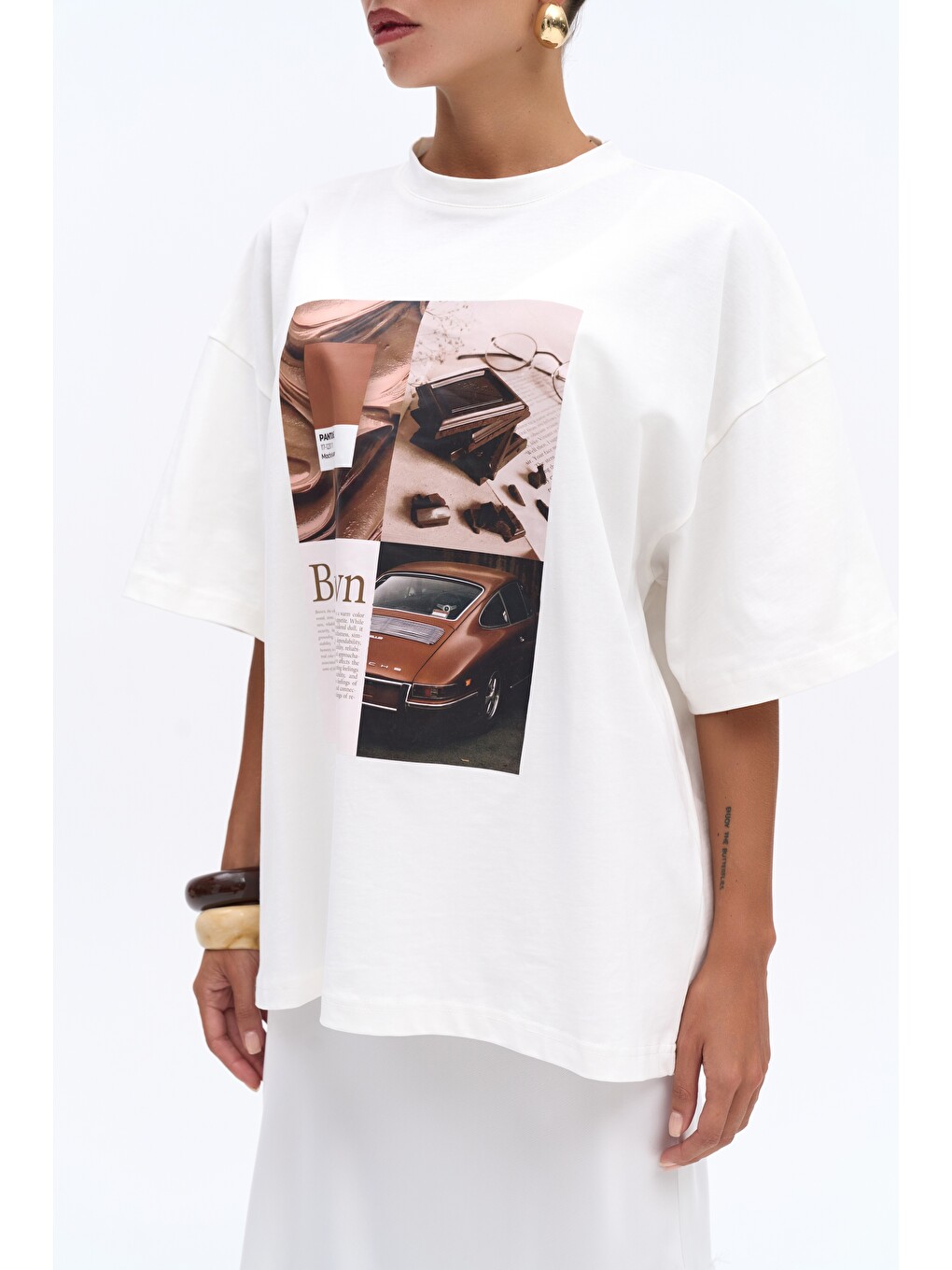 Chocolate Oversize Beyaz T-Shirt-2