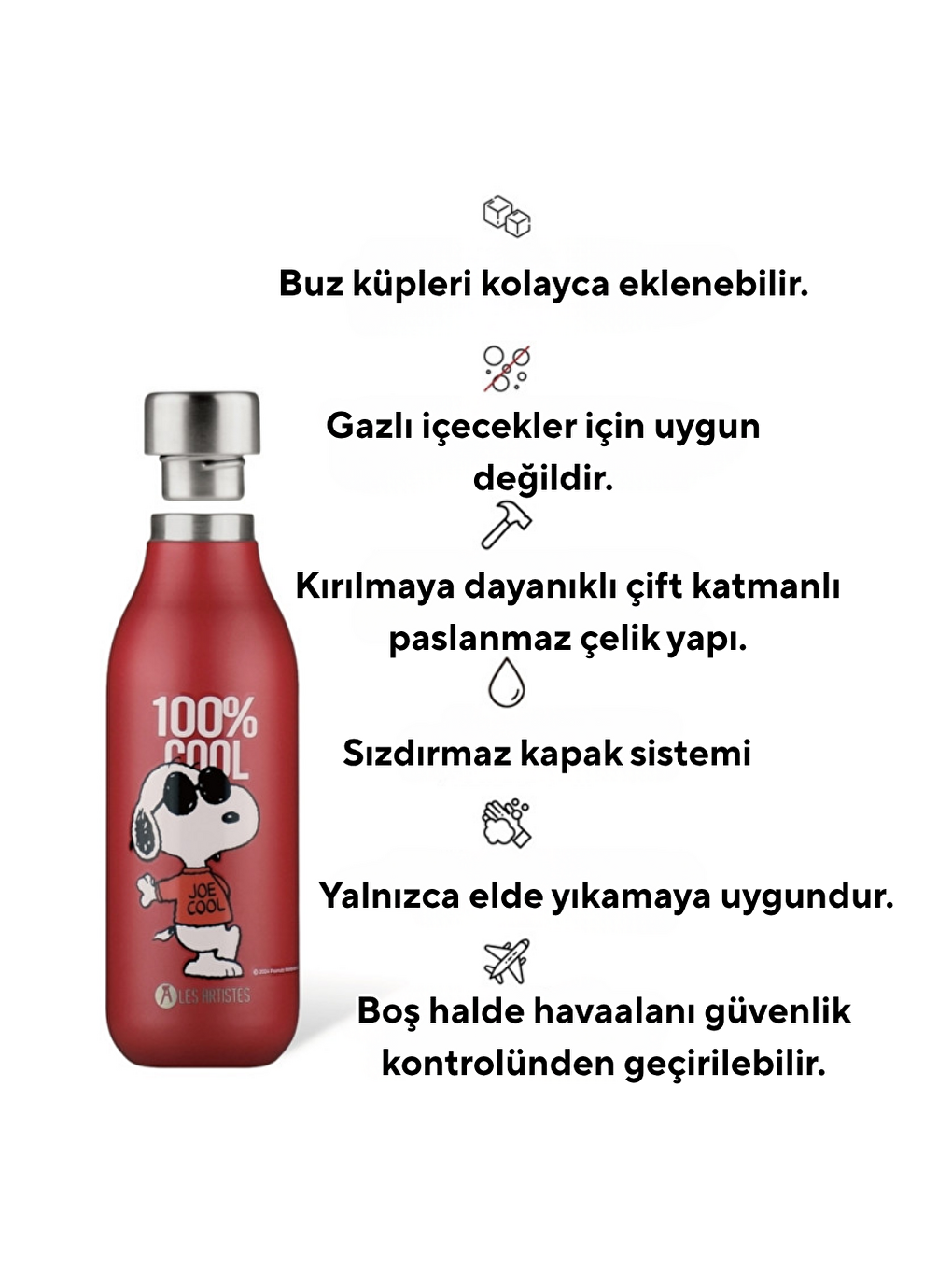 Karışık Isı Yalıtımlı Çelik Termos Mug 500ml Cool Snoopy-1