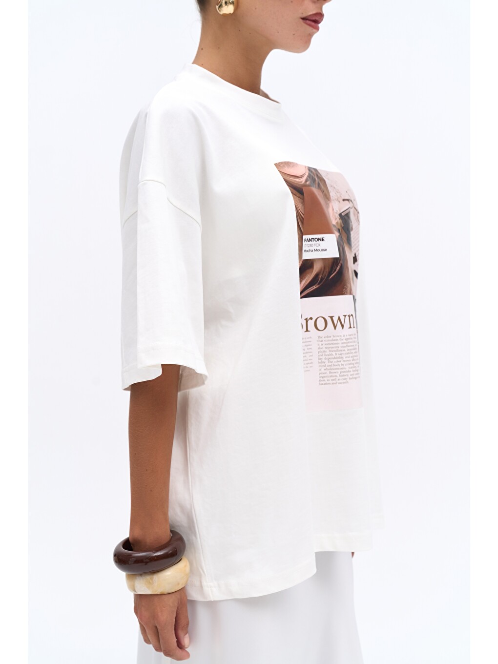 Chocolate Oversize Beyaz T-Shirt-5