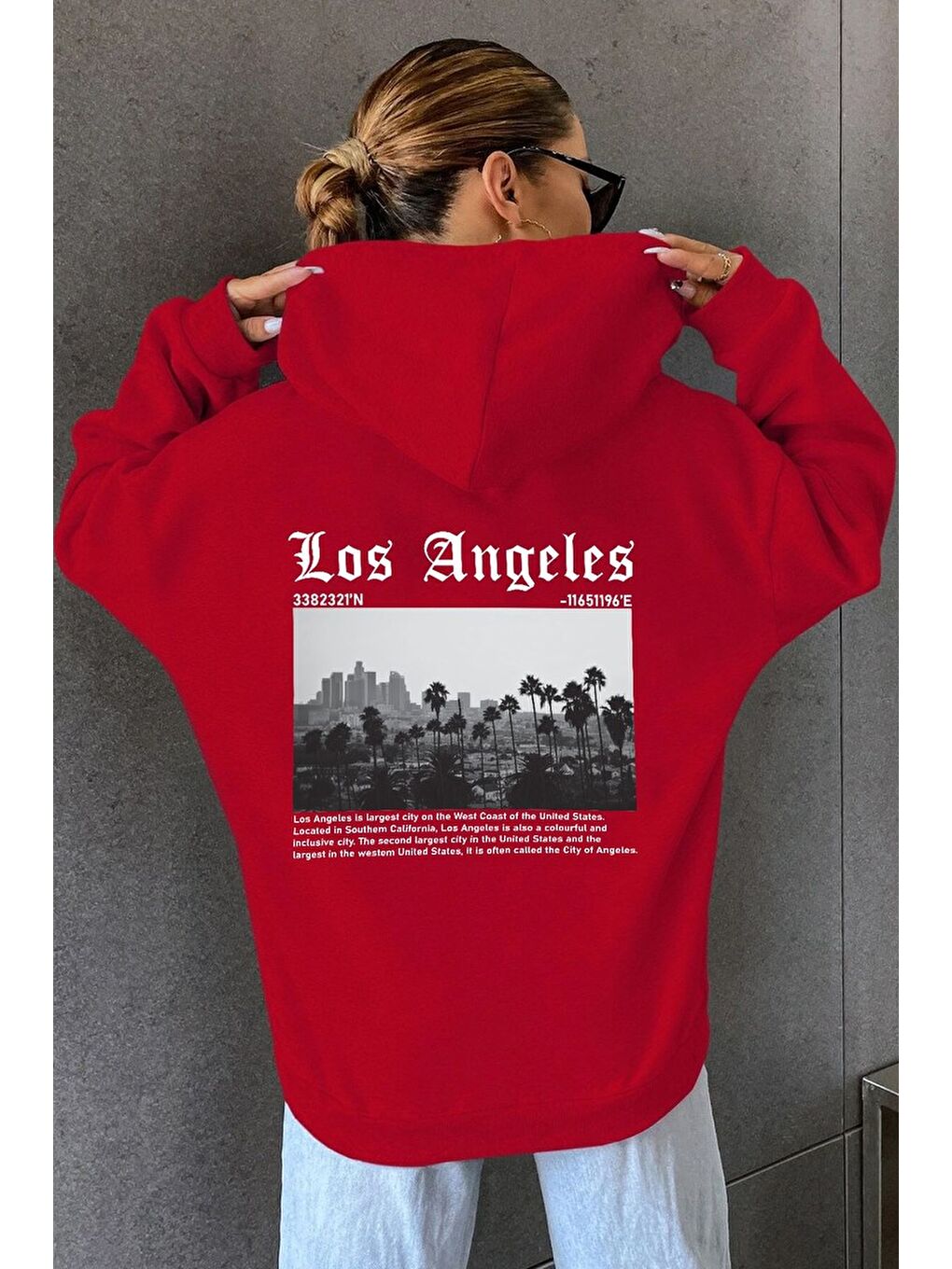 uyguntarz Kırmızı Unisex Los Angles Baskılı Sweatshirt