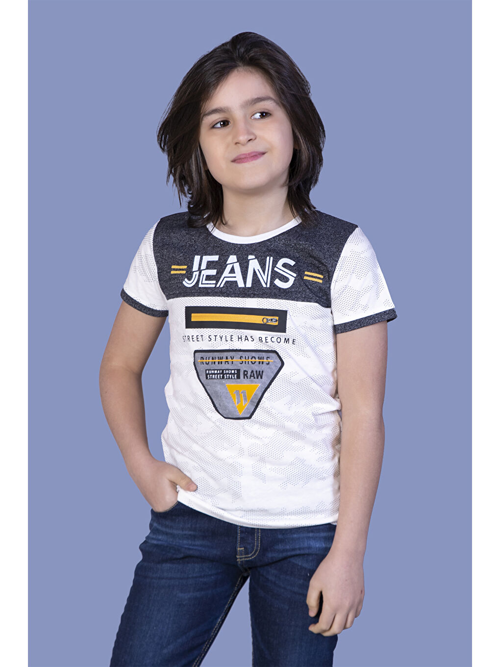 Toontoykids Ekru Erkek Çocuk Jeans Baskı Tişört