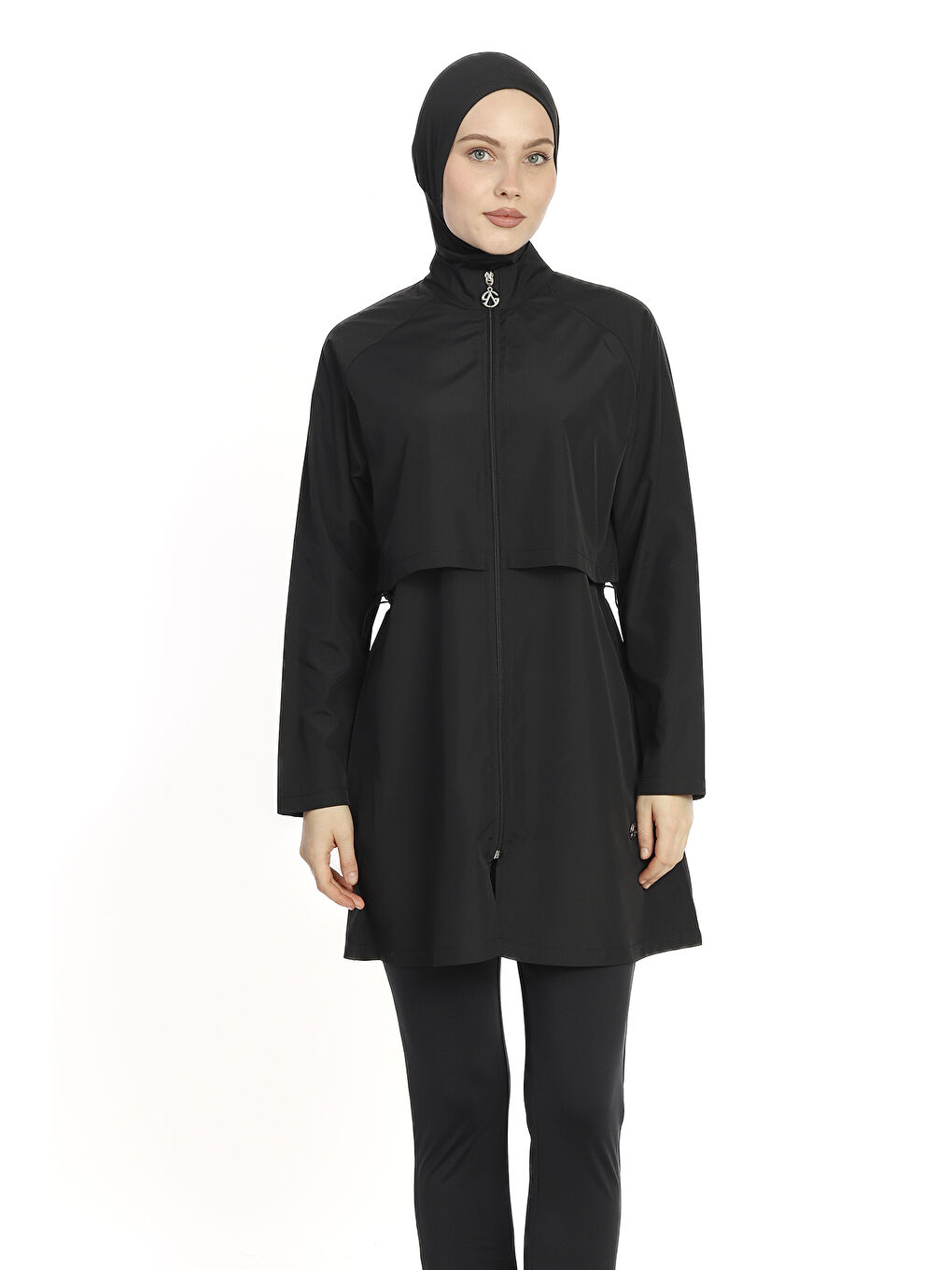 Önü Kapaklı Tam Kapalı Tesettür Mayo 6201 Siyah-1