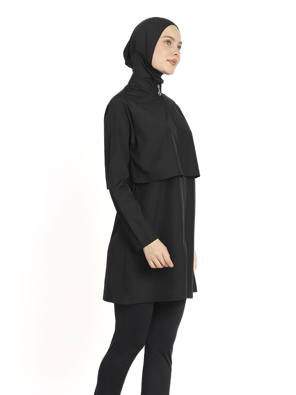 Önü Kapaklı Tam Kapalı Tesettür Mayo 6201 Siyah-2