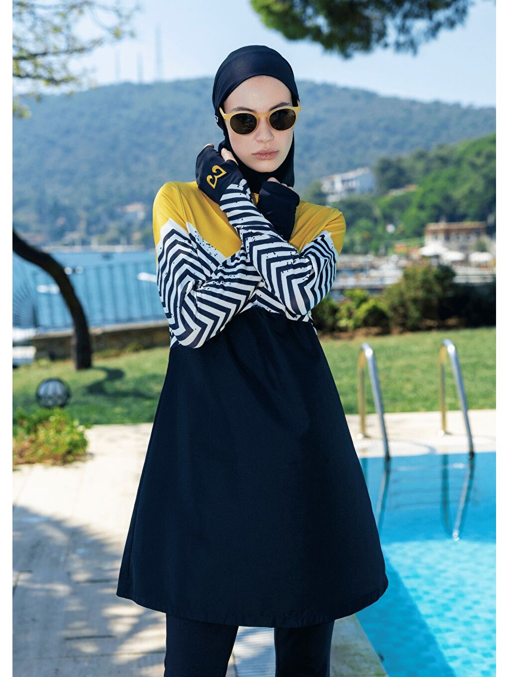 Sarı Tesettür Mayo - Zigzag Hardal-2