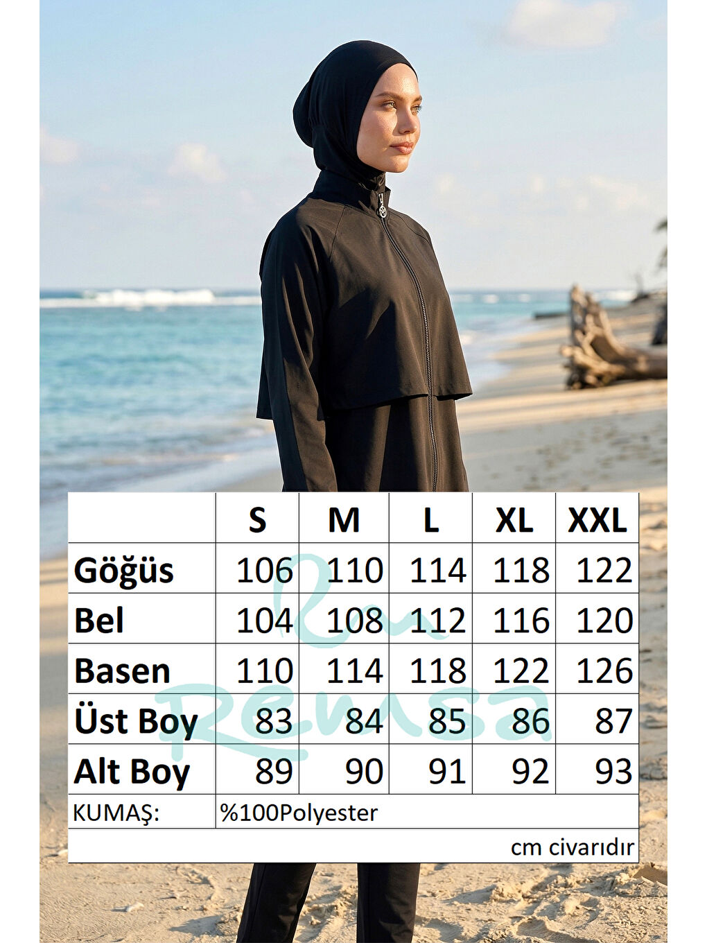 Önü Kapaklı Tam Kapalı Tesettür Mayo 6201 Siyah-4