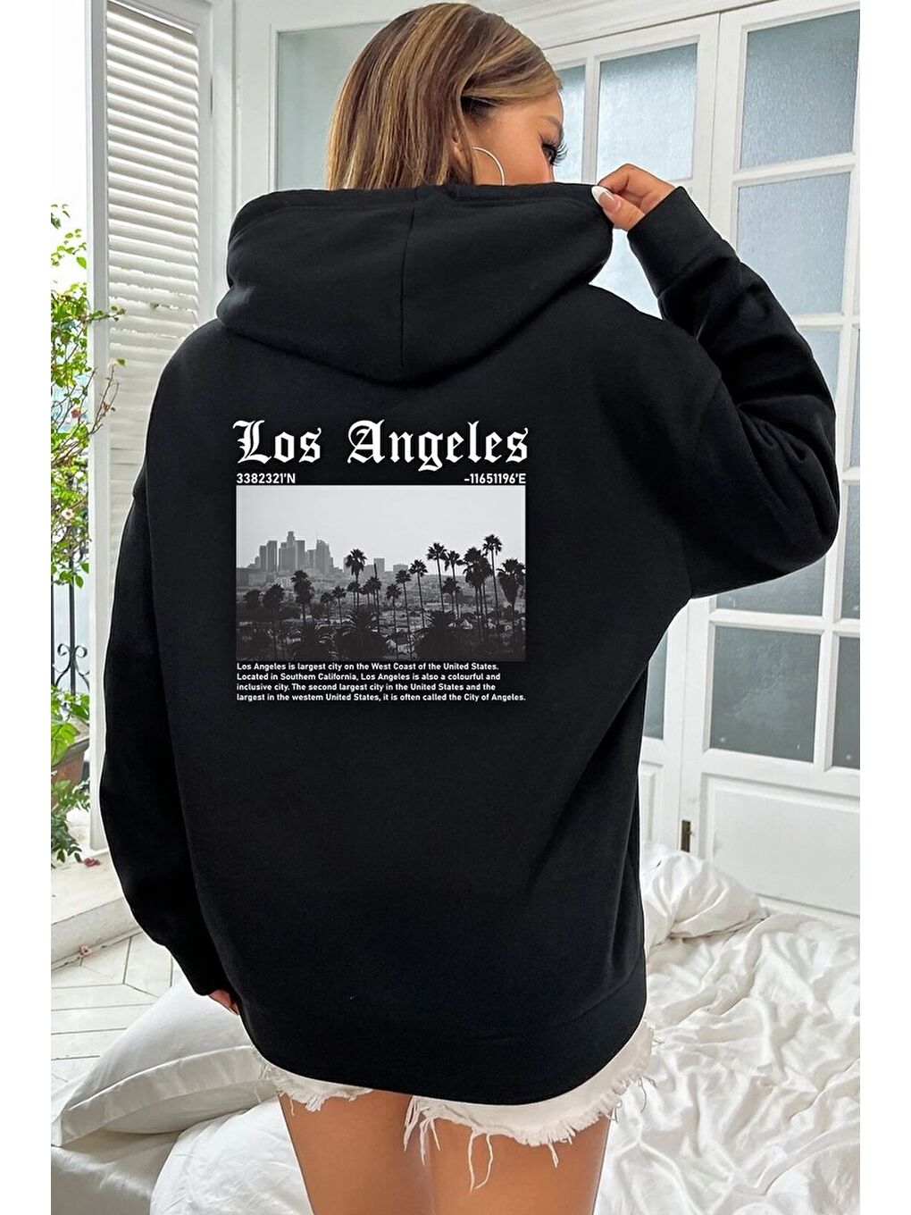 uyguntarz Siyah Unisex Los Angles Baskılı Sweatshirt