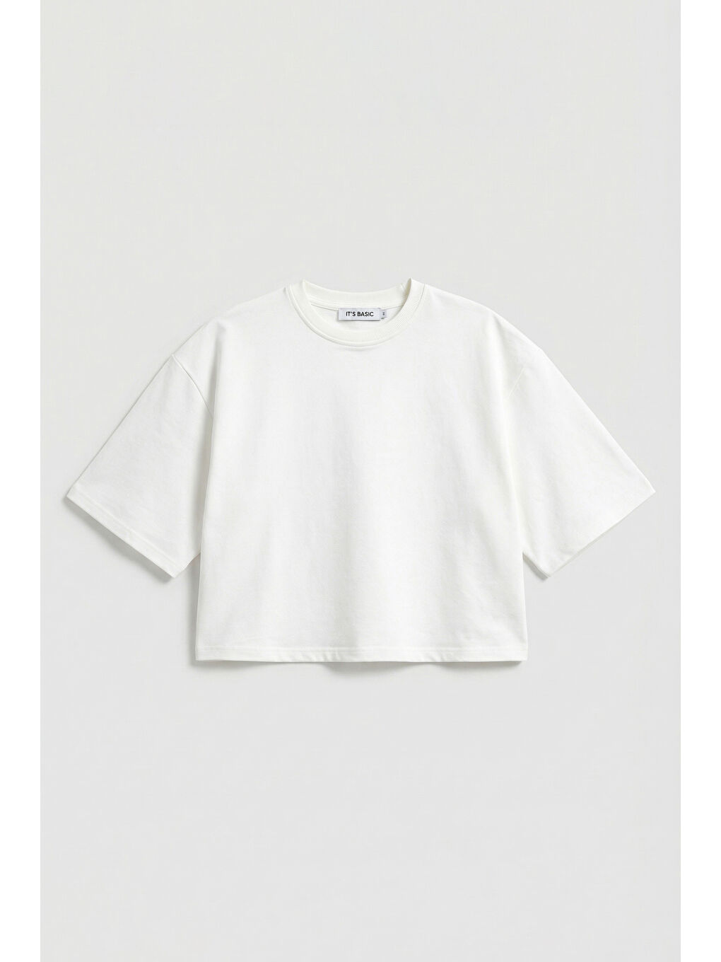 Kadın Kırık Beyaz Renk s6-101 Oversize Bol Kesim T-Shirt-1