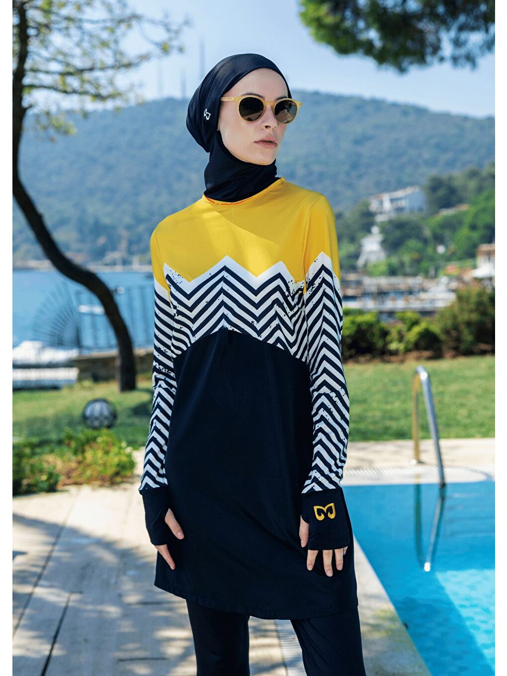 Sarı Tesettür Mayo - Zigzag Hardal-5