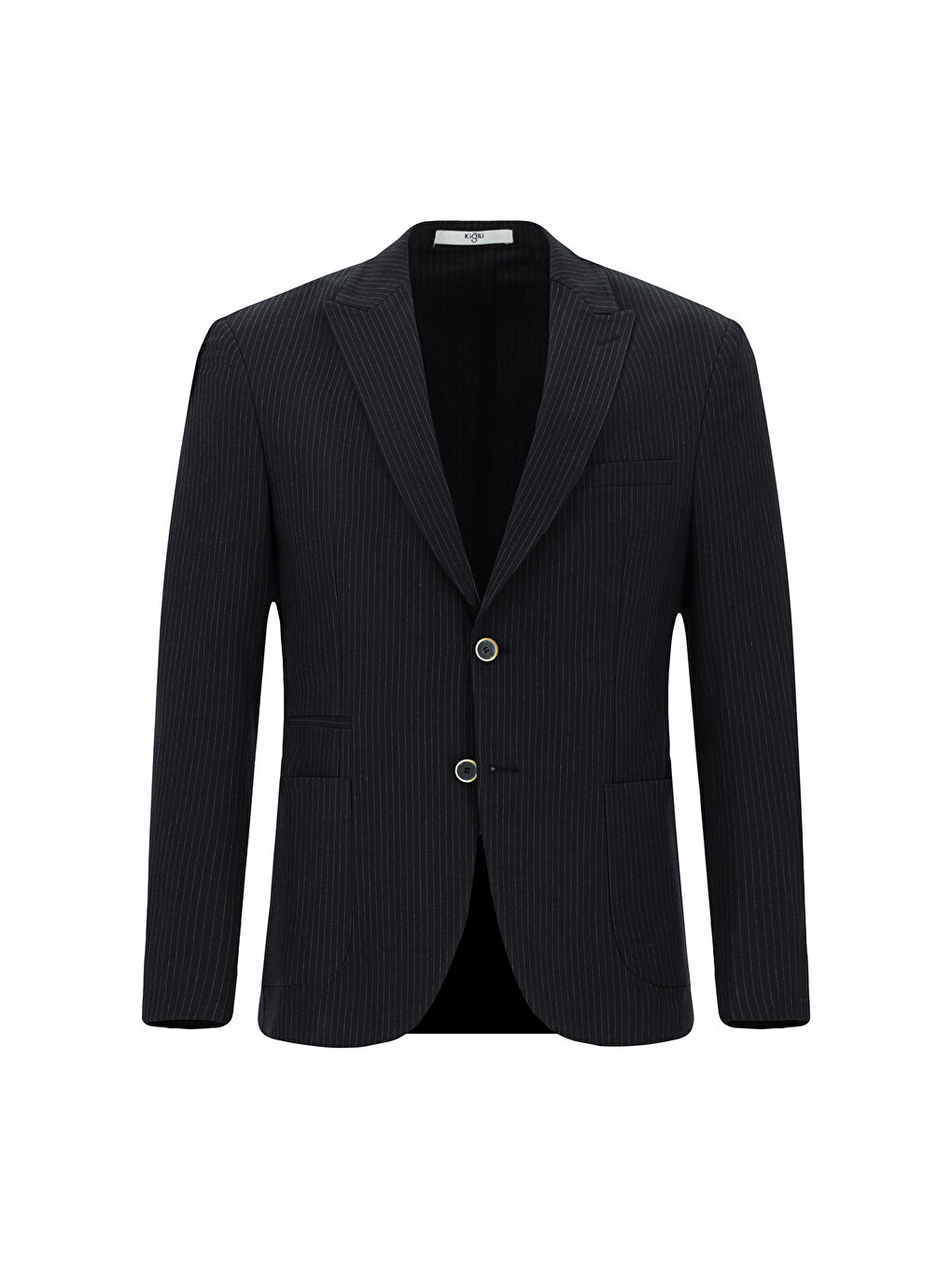 Lacivert Super Slim Fit Ekstra Dar Kesim Çizgili Elastanlı Spor Ceket-6