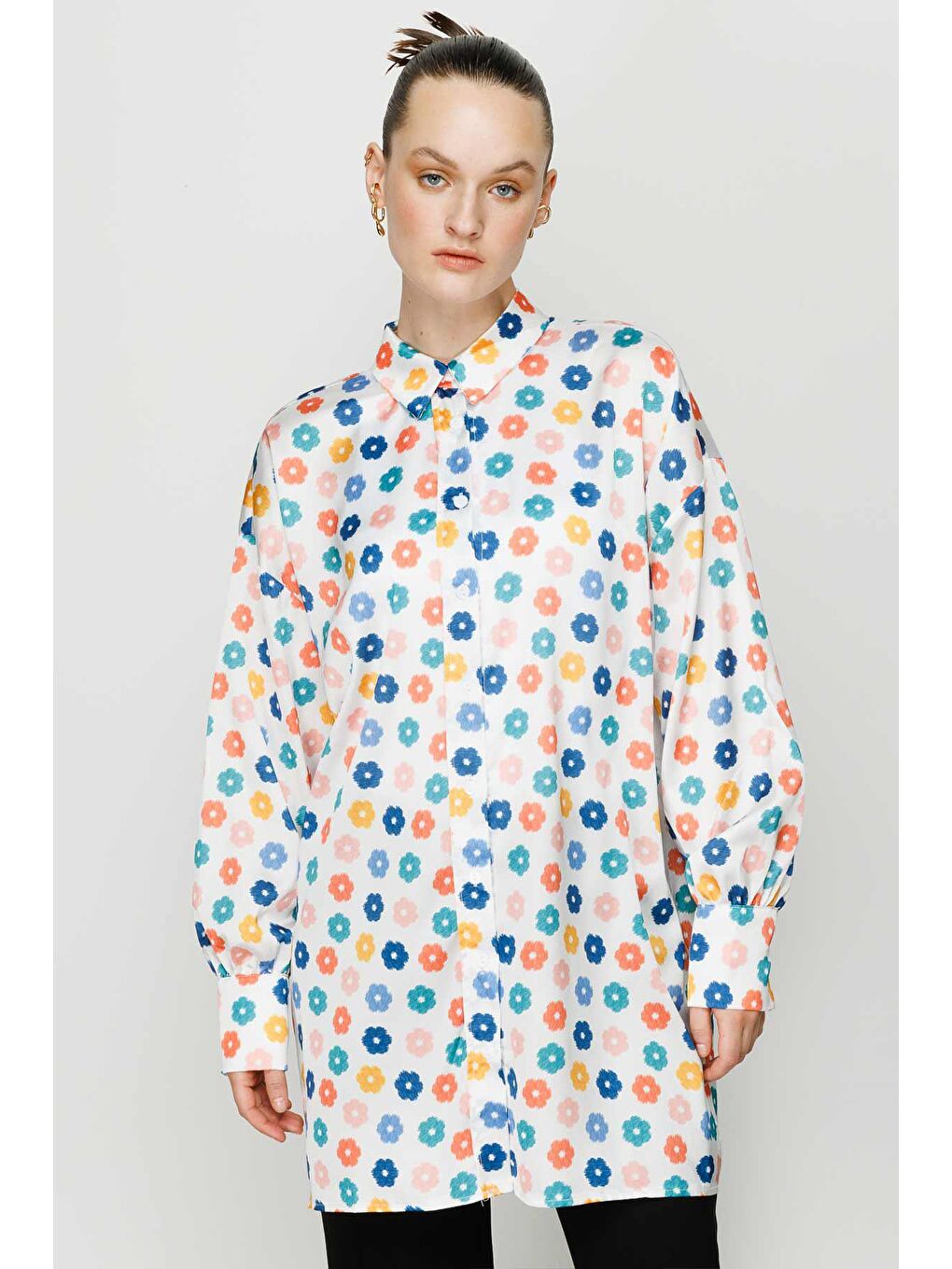 Bloom Saten Gömlek - Beyaz-3