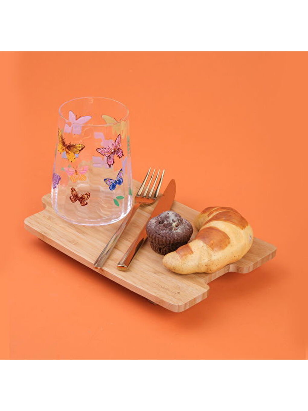 Renksiz Kitchen Kelebek Figürlü Borosilikat Cam Meşrubat Bardağı - Şeffaf / Renkli - 650 ml-1