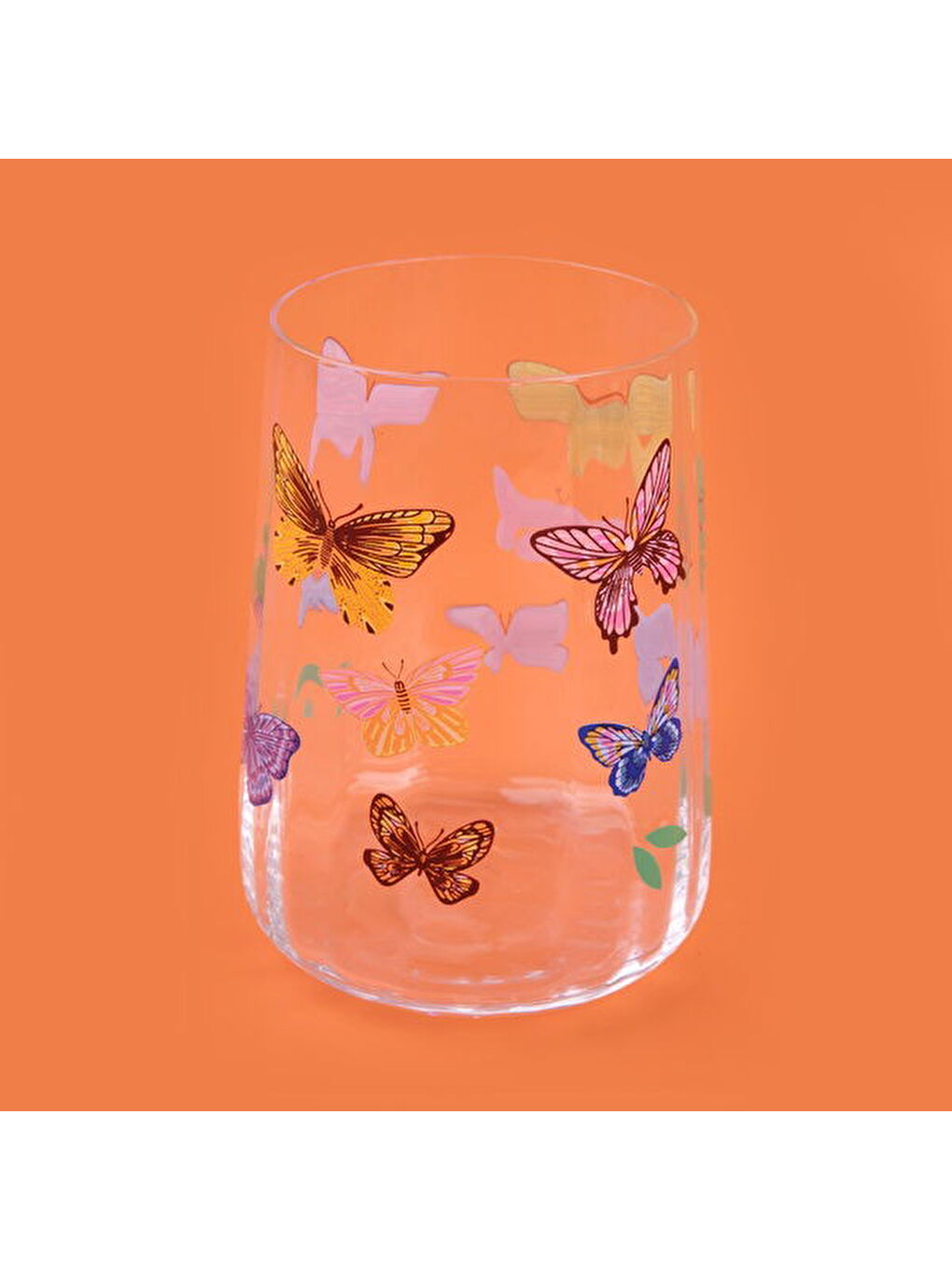 Renksiz Kitchen Kelebek Figürlü Borosilikat Cam Meşrubat Bardağı - Şeffaf / Renkli - 650 ml-2
