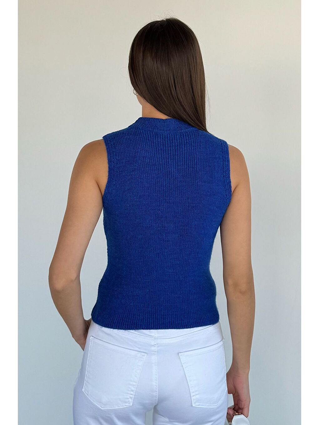 Mavi Kadın Gold Düğme Detaylı Triko Bluz-3