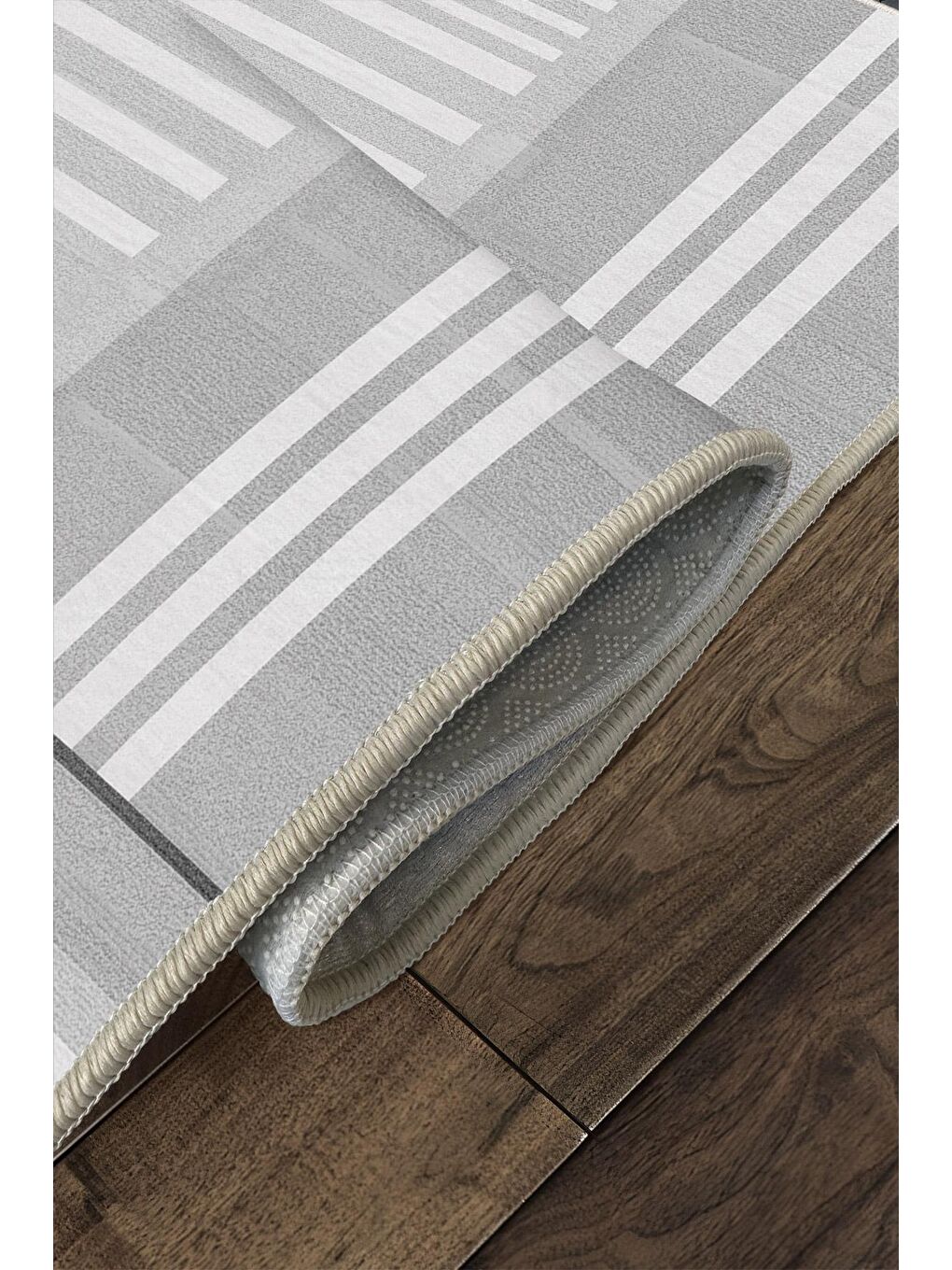 Gri Özel Tasarım, Kaymaz Taban, İnce, Yıkanabilir, Modern Halı WOOKECE1489 60x100-4