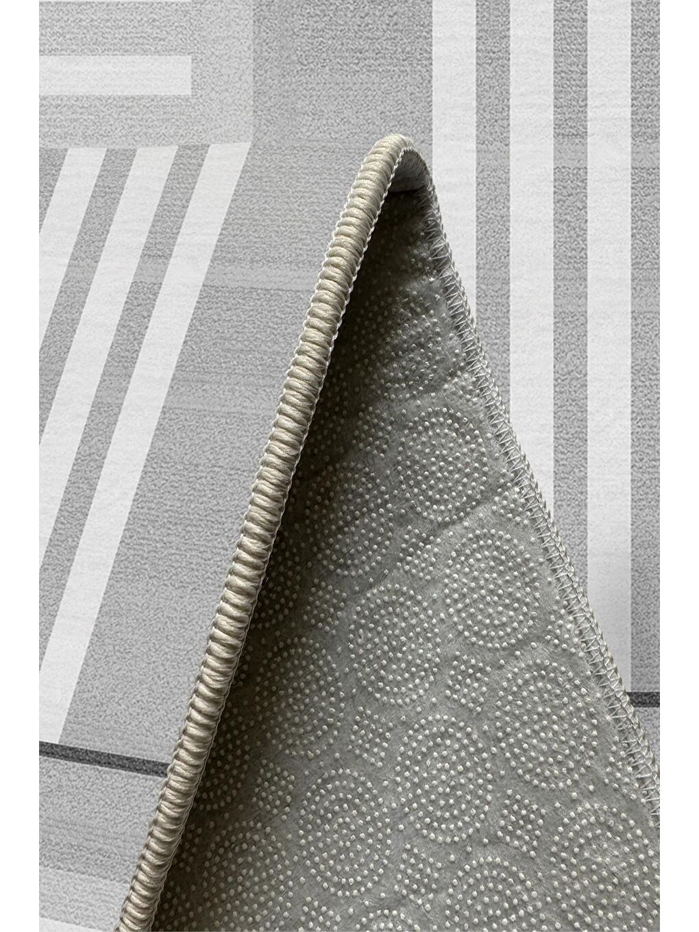 Gri Özel Tasarım, Kaymaz Taban, İnce, Yıkanabilir, Modern Halı WOOKECE1489 60x100-5