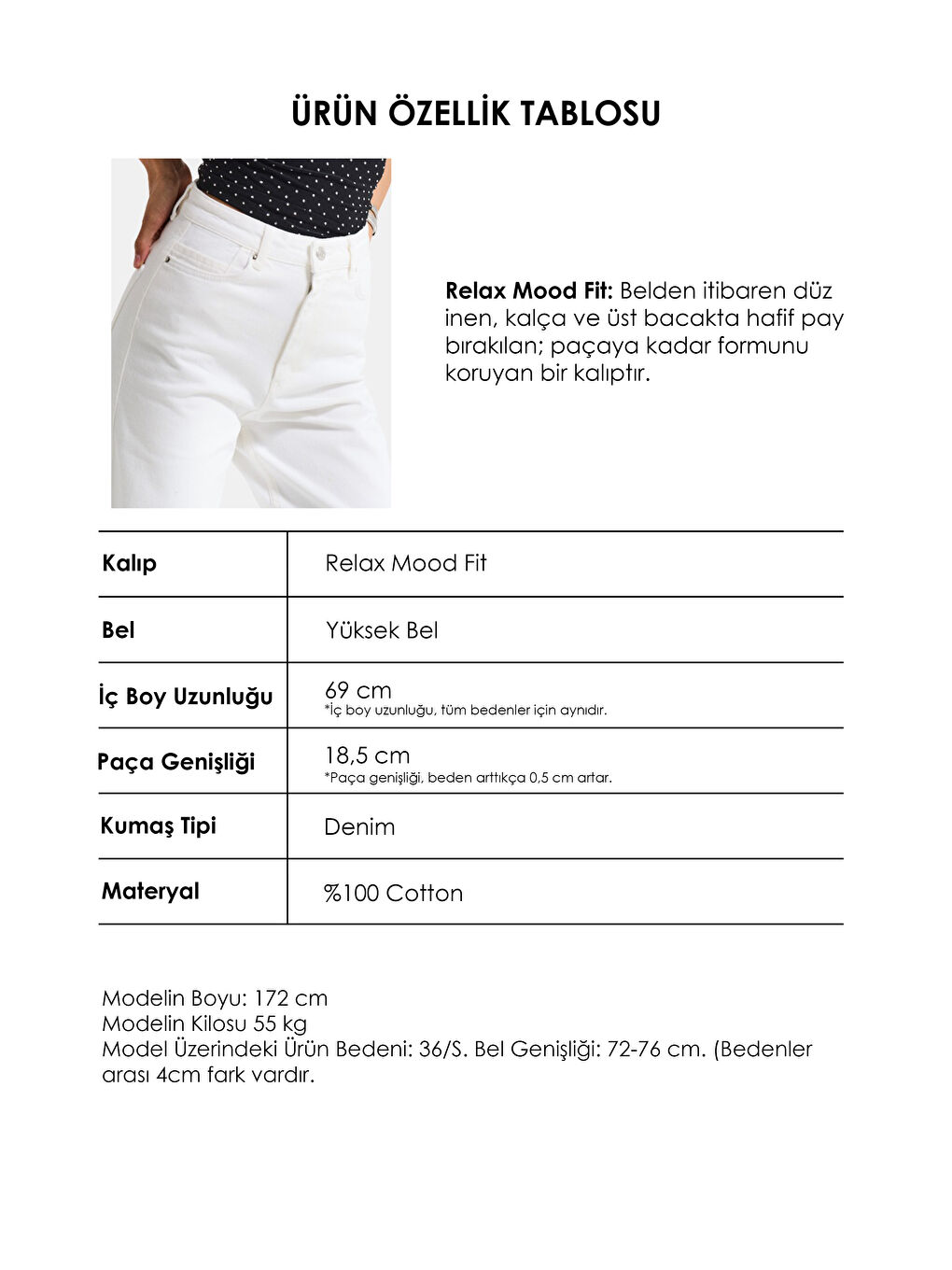 Kadın Kırık Beyaz 7s6-101 Relax Fit Denim Jean-3
