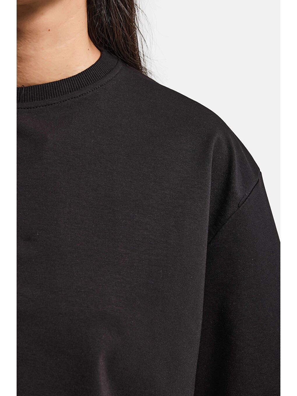 Kadın Siyah Renk s6-1 Oversize Bol Kesim T-Shirt-3