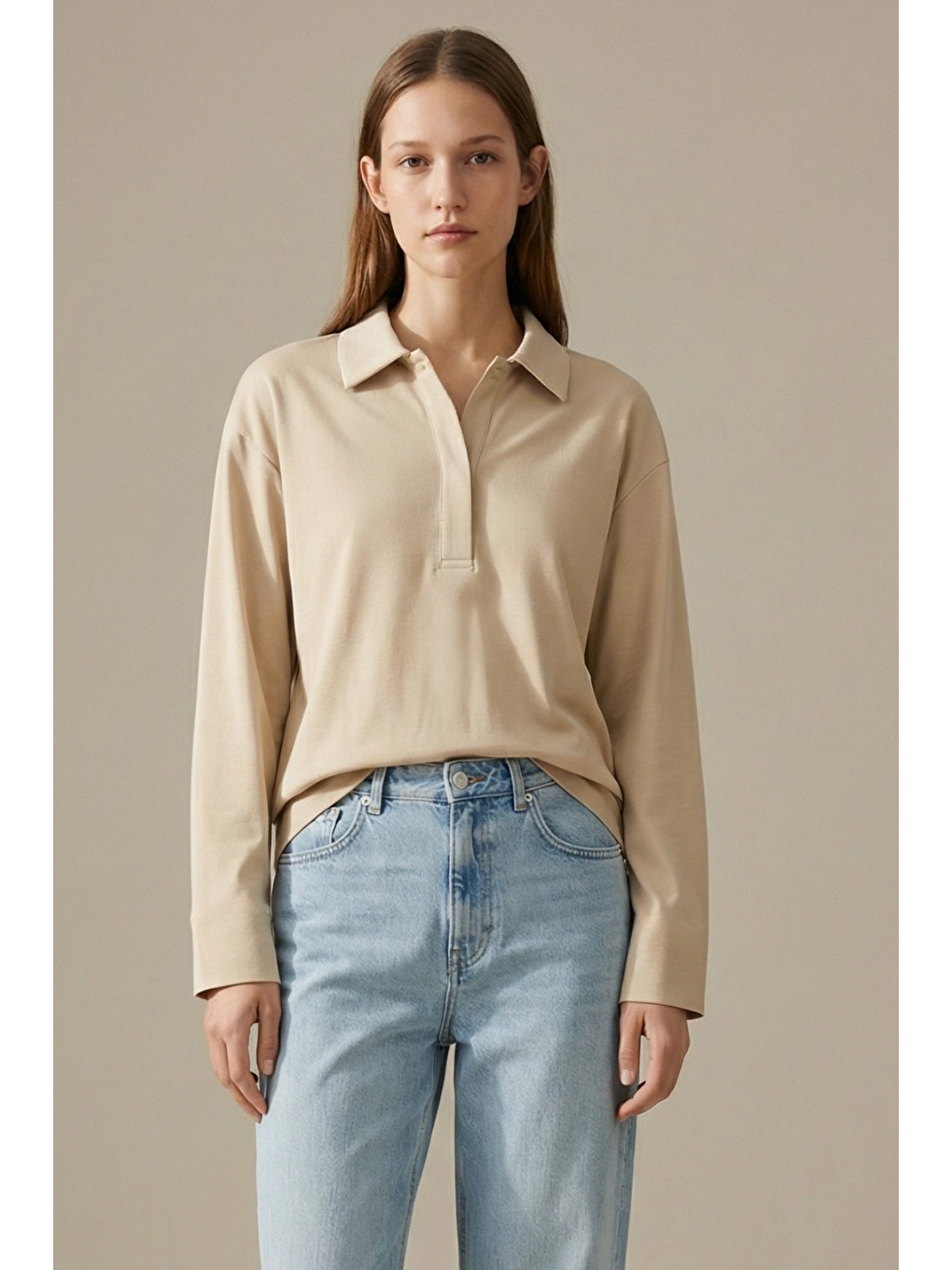 SOI | Polo Yaka T-Shirt Bej-2