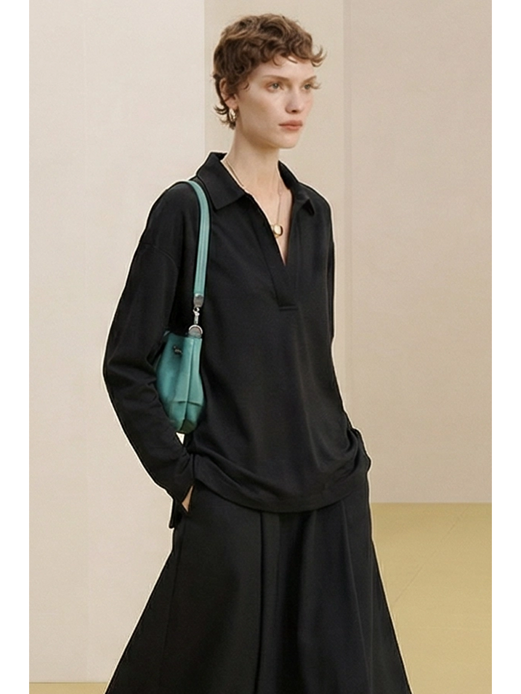 SOI | Polo Yaka T-Shirt Siyah-2