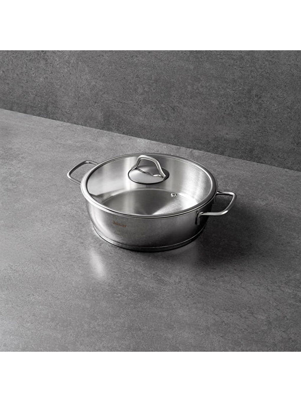 Gri Teos Çelik Basık Tencere - Inox - 26 cm-1