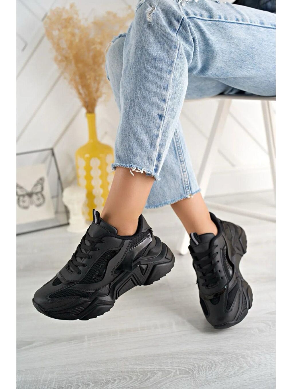 Siyah Pw Lori Ultra Poli Kalın Taban Kadın Sneaker