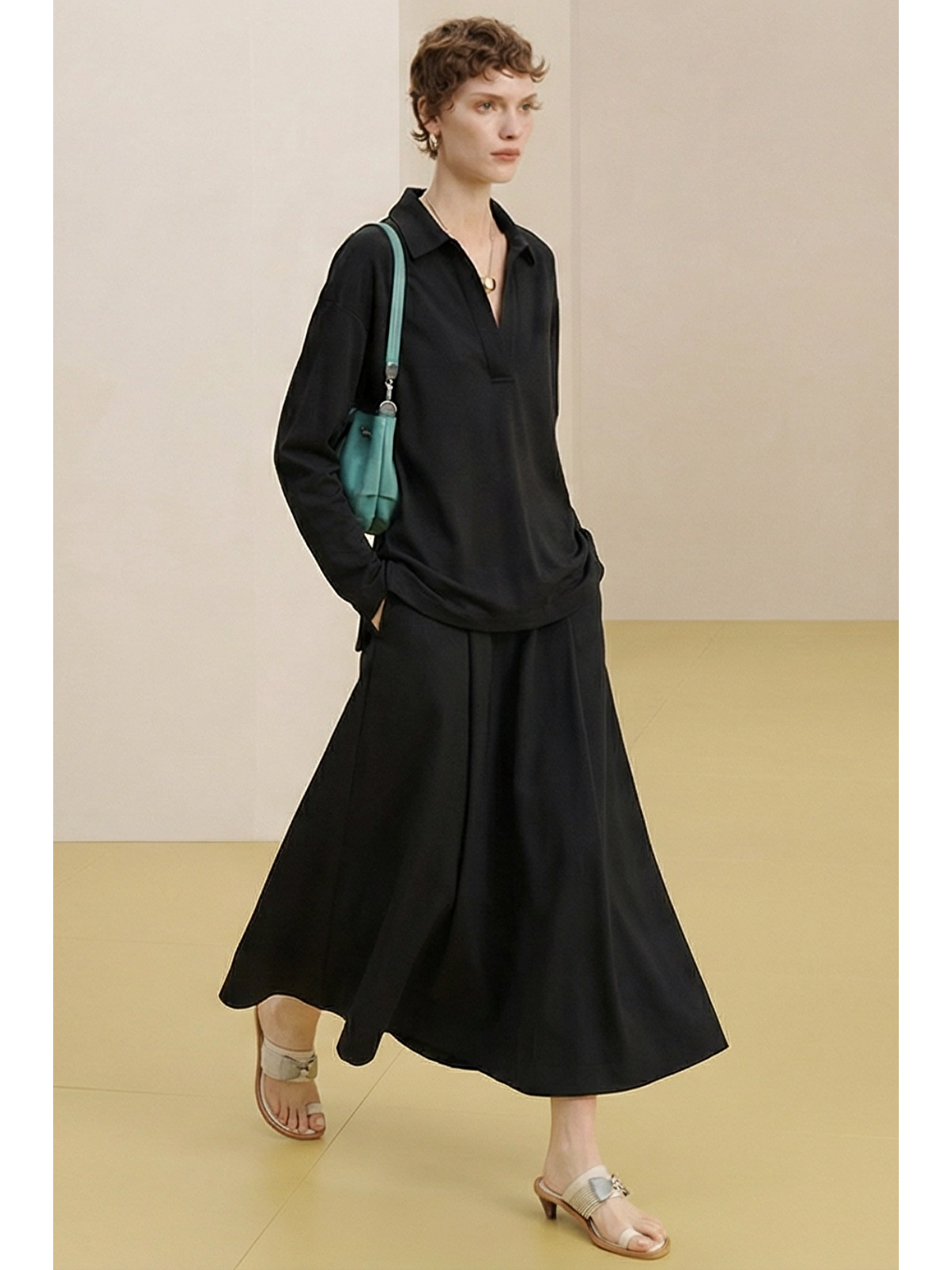 SOI | Polo Yaka T-Shirt Siyah-3