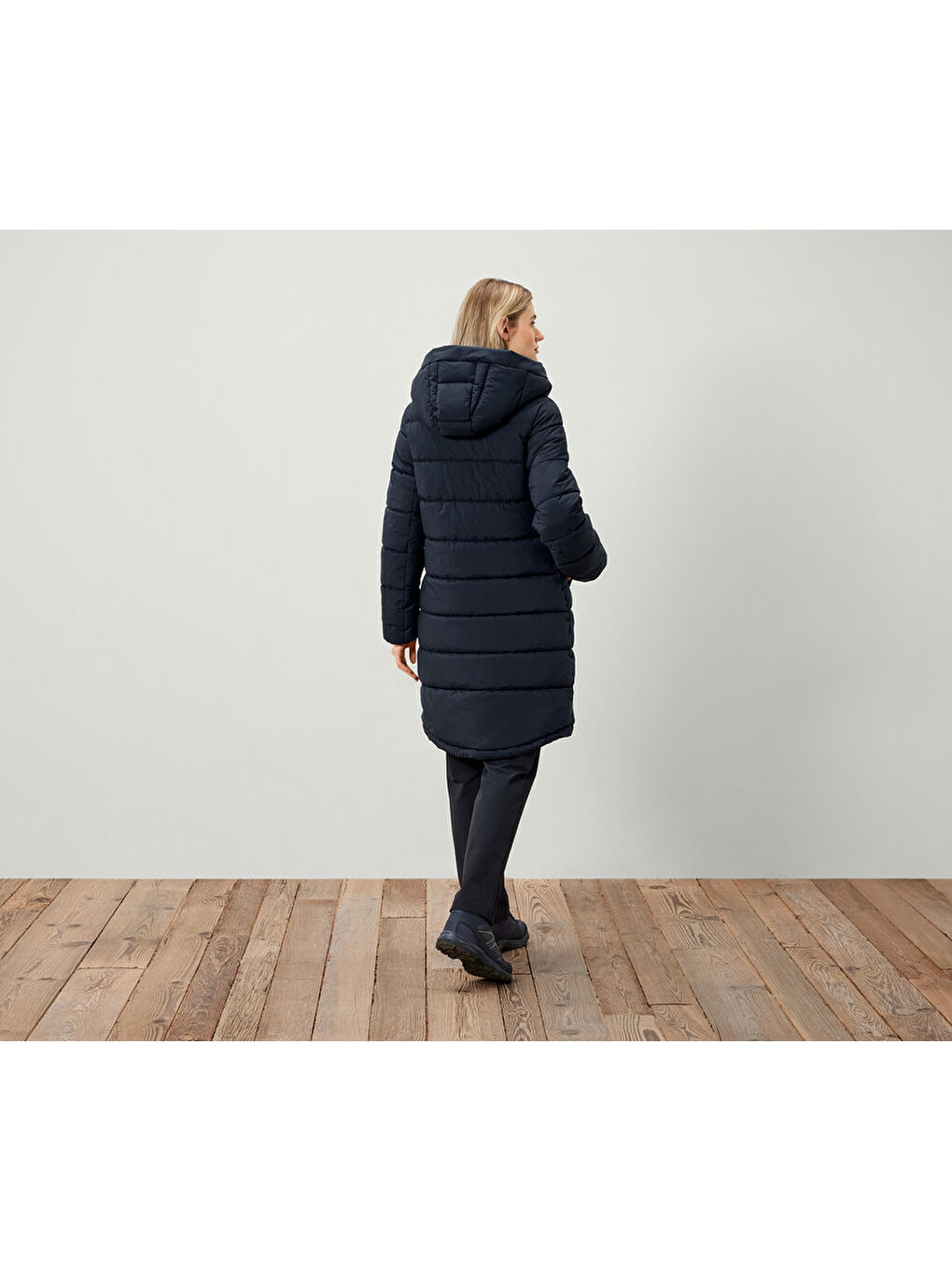 Kadın Kapitone Mont, , Mavi-1