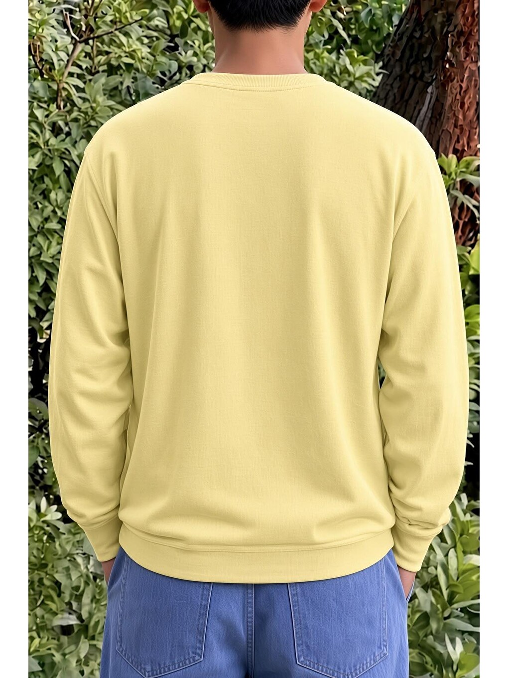 Sarı Bs Watermelon Sugar Karpuz Baskılı Unisex Bisiklet Yaka Sweatshirt-1