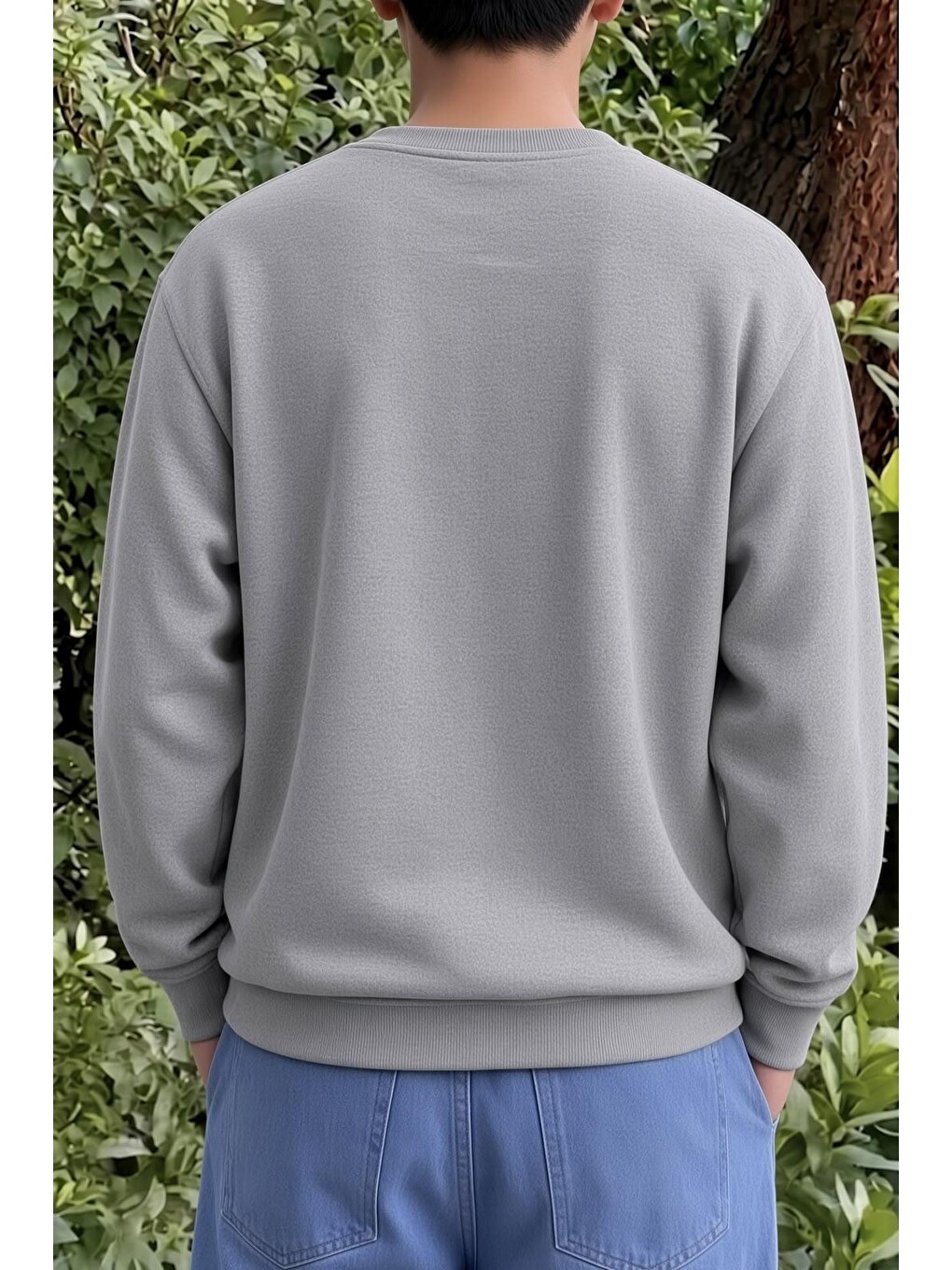 Gri Bs Watermelon Sugar Karpuz Baskılı Unisex Bisiklet Yaka Sweatshirt-1