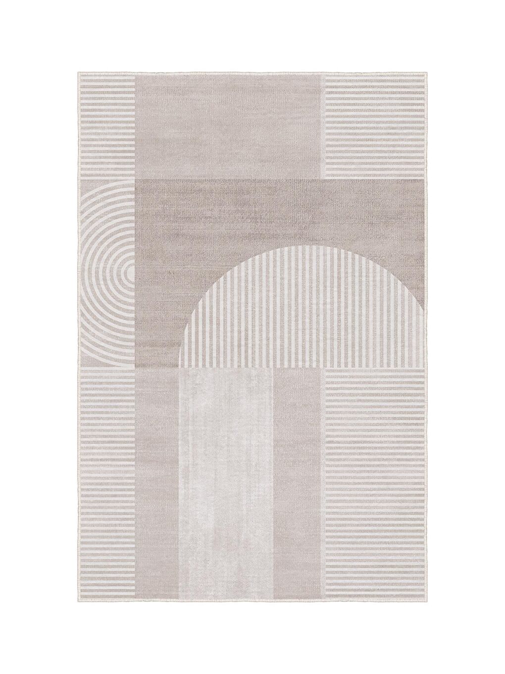 Bej Özel Tasarım, Kaymaz Taban, İnce, Yıkanabilir, Modern Halı WOOKECE1488 180x280-3