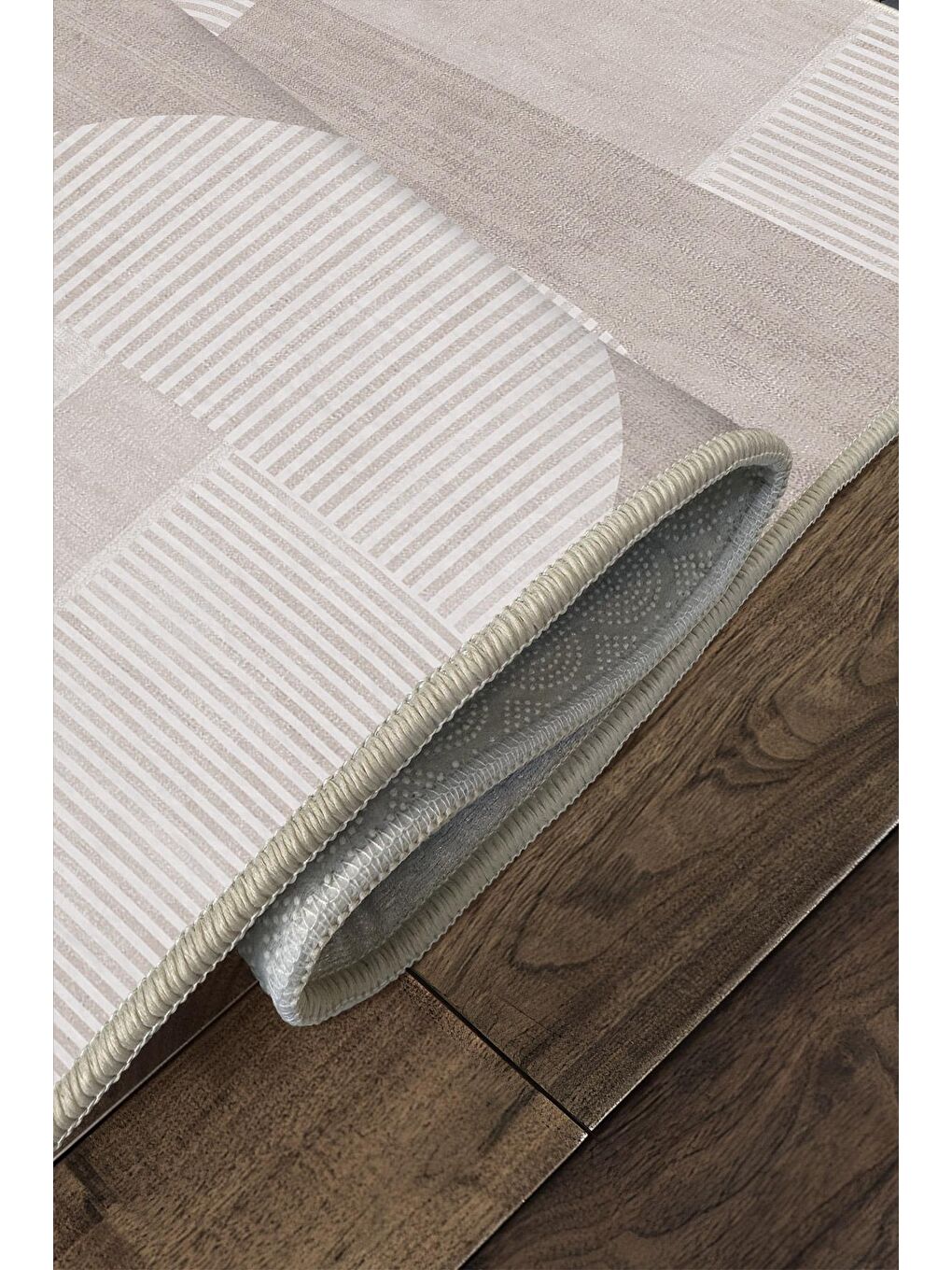 Bej Özel Tasarım, Kaymaz Taban, İnce, Yıkanabilir, Modern Halı WOOKECE1488 180x280-4