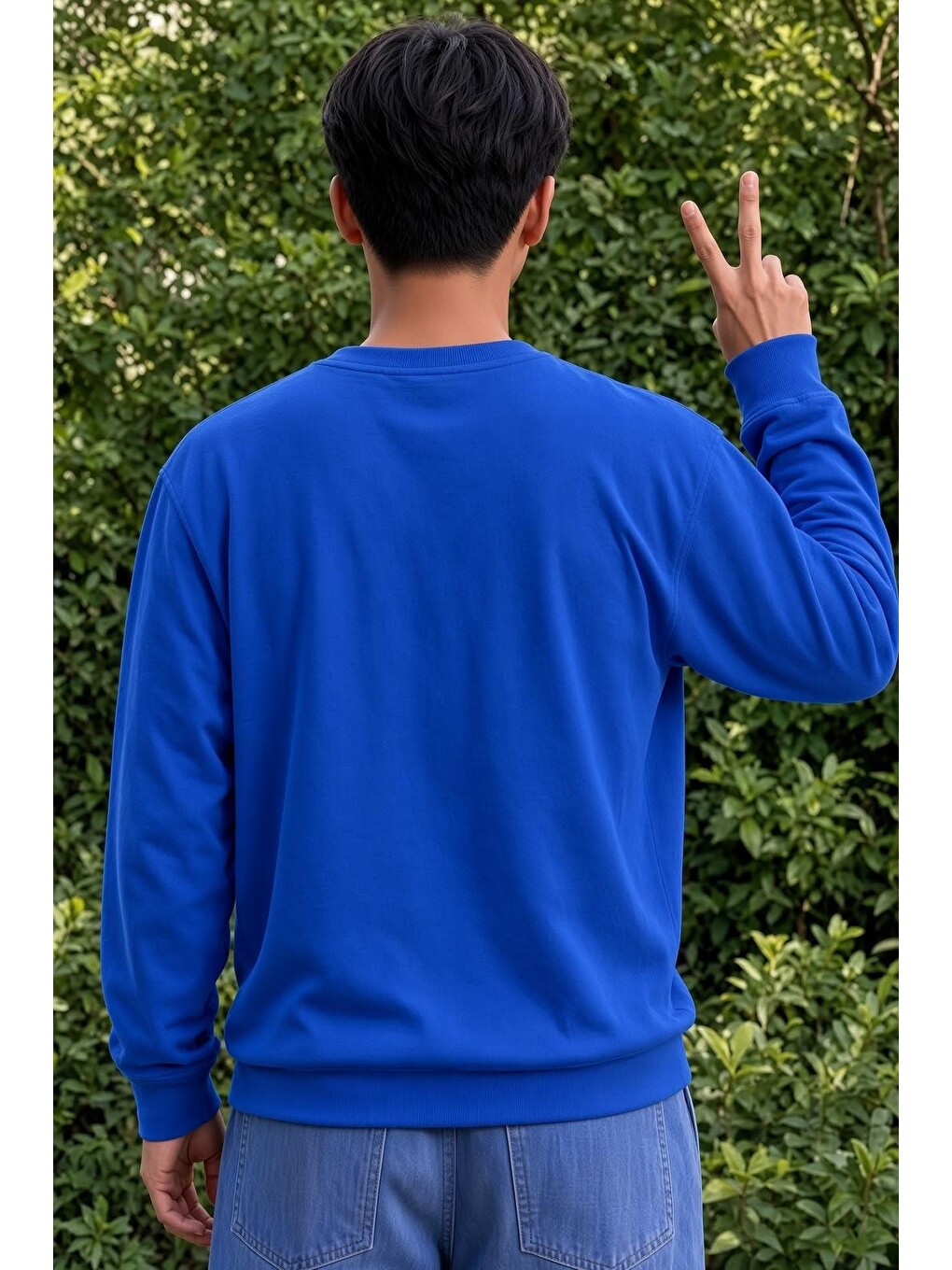 Mavi Bs Watermelon Sugar Karpuz Baskılı Unisex Bisiklet Yaka Sweatshirt-1
