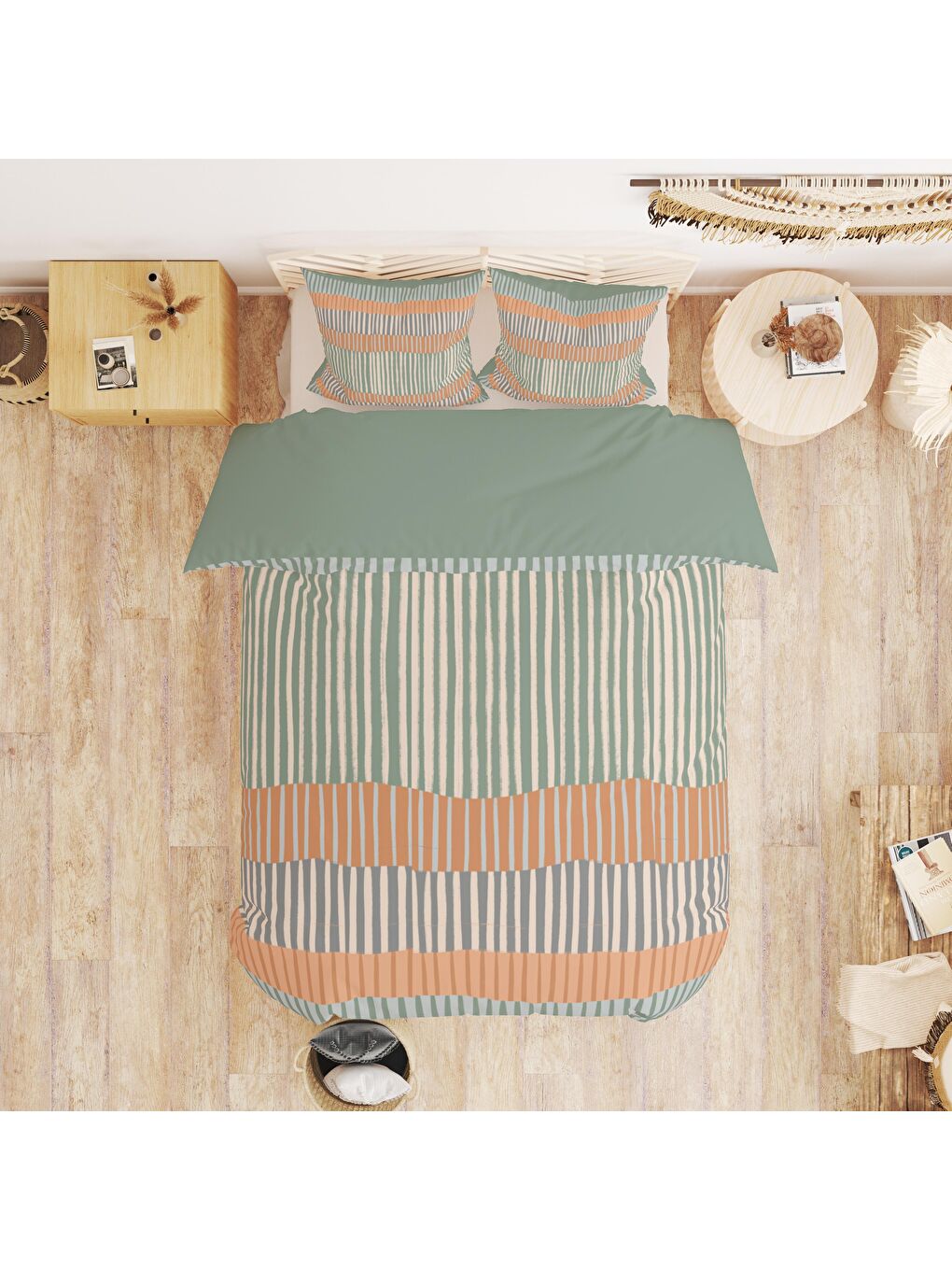 Karışık Baskılı,Desenli Çift Kişilik Nevresim Takımı (ÇARŞAFSIZ) 200x220 cm