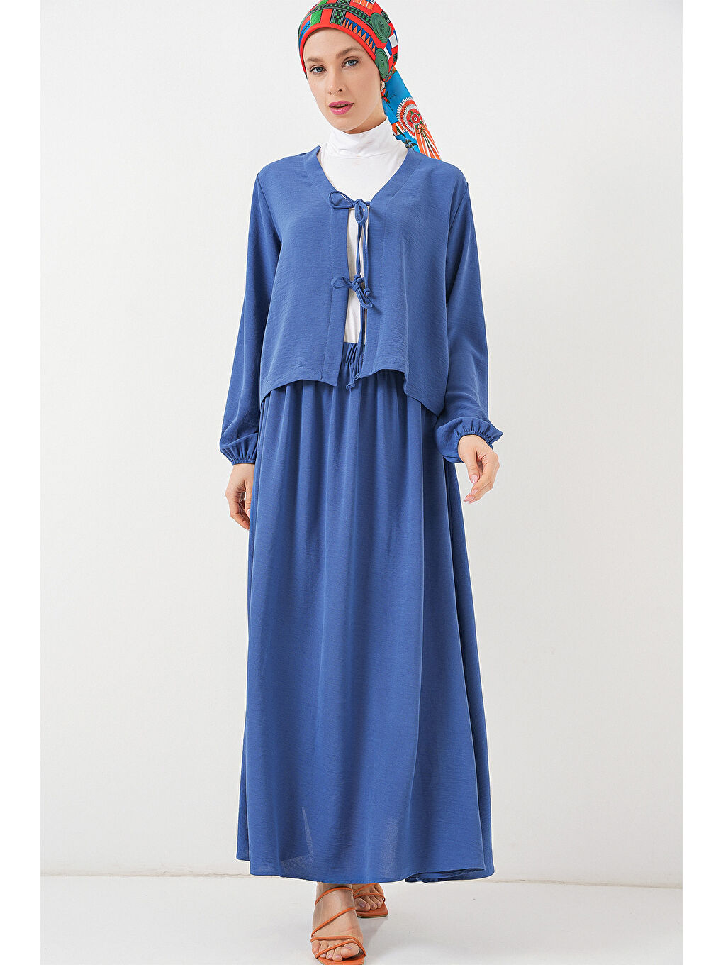 Kadın Ayrobin Kimono Etek İkili Takım 8047 - İndigo