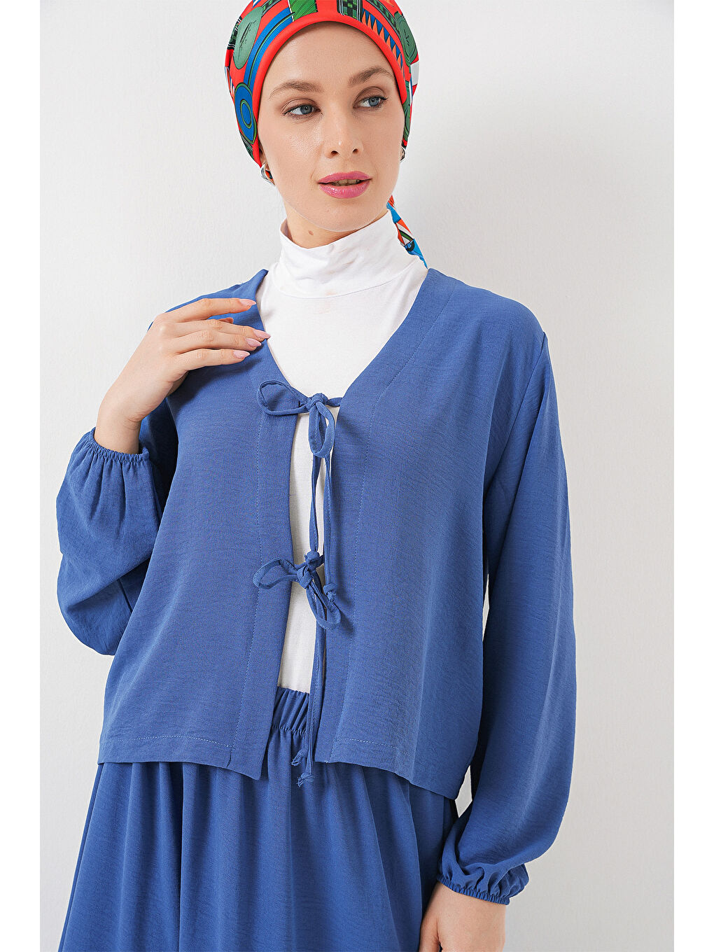 Kadın Ayrobin Kimono Etek İkili Takım 8047 - İndigo-1