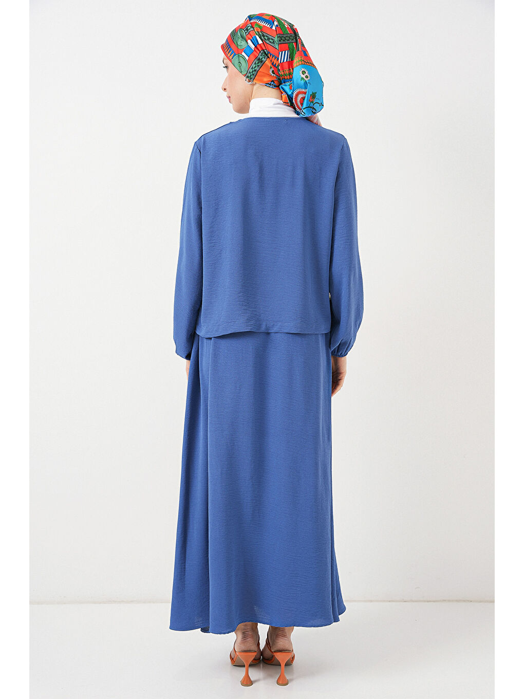 Kadın Ayrobin Kimono Etek İkili Takım 8047 - İndigo-5