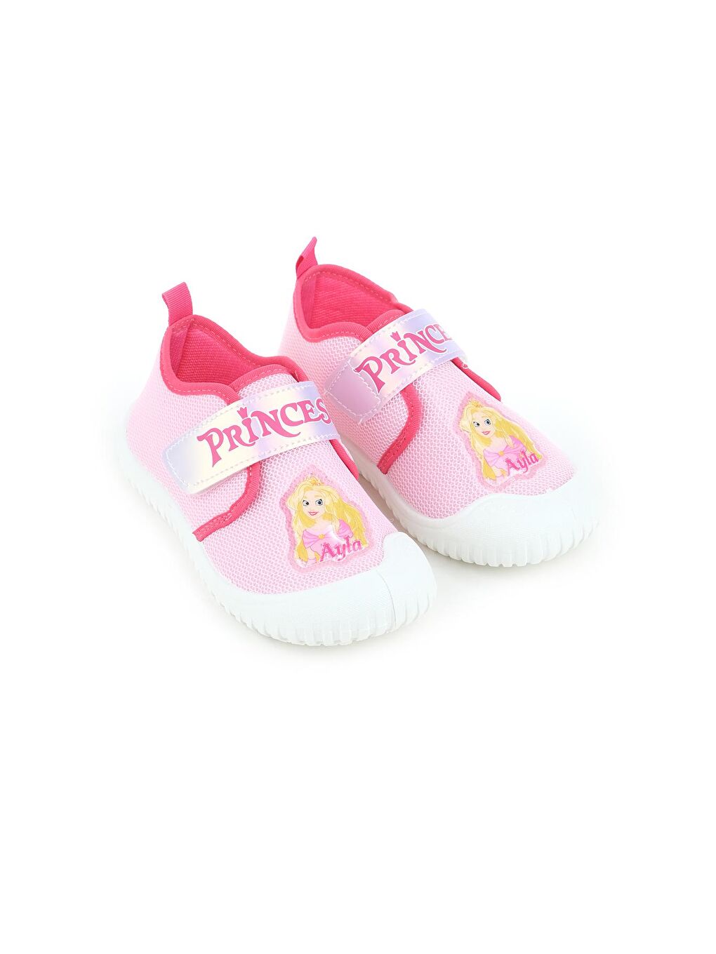 Pembe Yazlık Keten Prenses Kız Çocuk Cırtlı Ayarlanabilir Ayakkabı-1