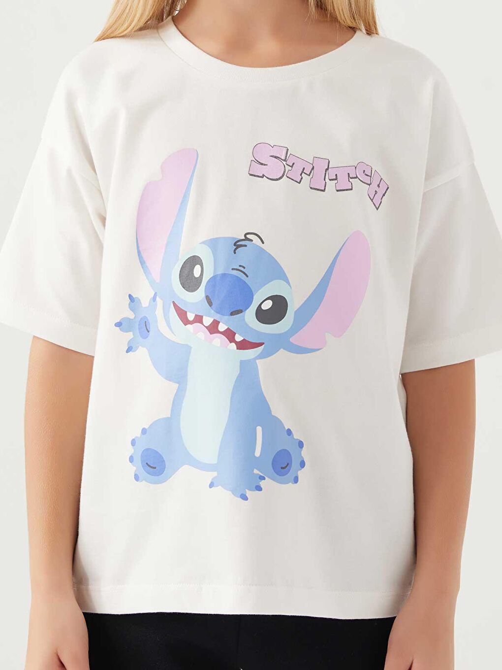 Stitch Krem Kız Çocuk Tişört 3-7 Yaş Krem - 2