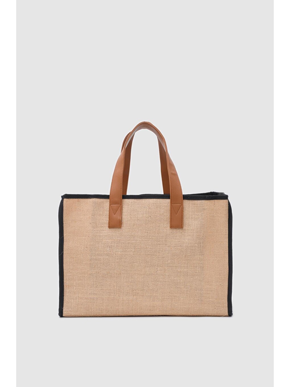 Kahverengi Arc X Large Hasır Tote Bag Siyah