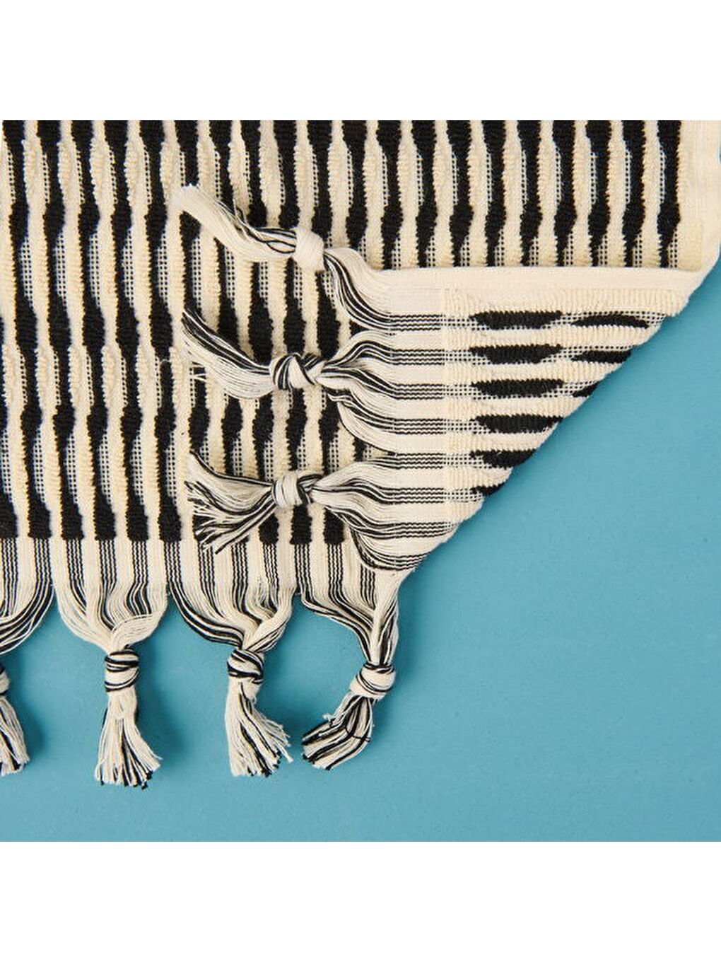 Lila Soft Greta 2'li Havlu Seti - Ekru / Siyah - 30x30 cm-3