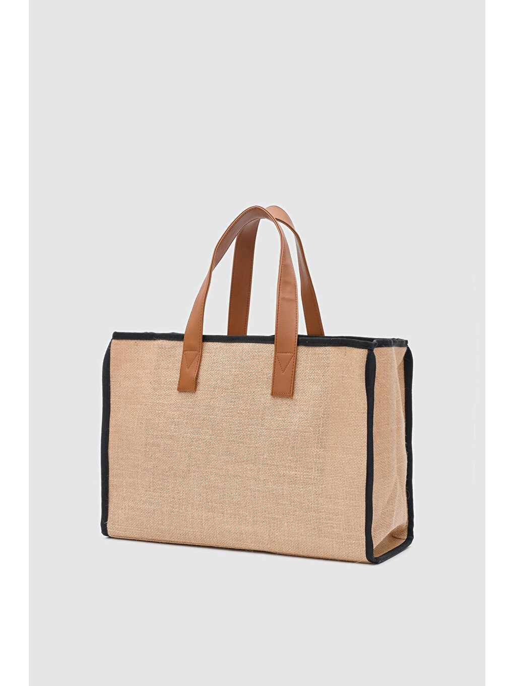 Kahverengi Arc X Large Hasır Tote Bag Siyah-1