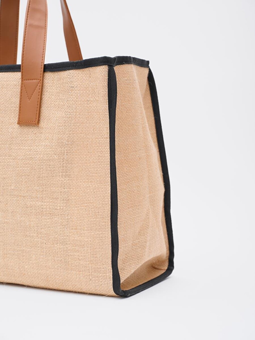 Kahverengi Arc X Large Hasır Tote Bag Siyah-2