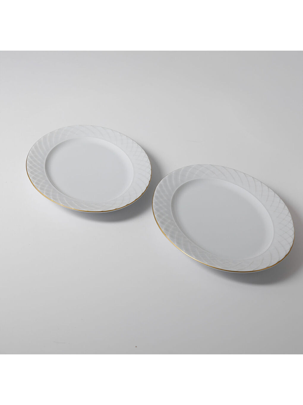 Ekru Alfa 2 Parça 25 cm Kayık Tabak Mat Altın File-1