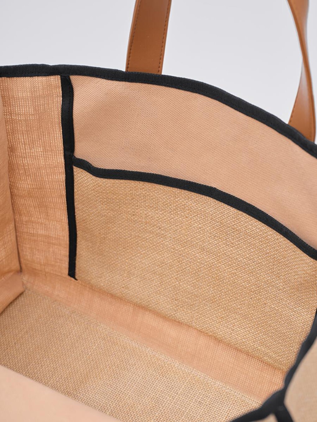 Kahverengi Arc X Large Hasır Tote Bag Siyah-3