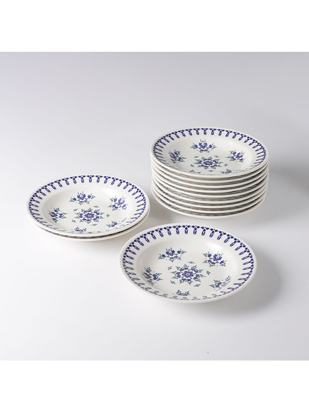 Ekru Eda 12 Adet 19 cm Çukur Yemek Tabağı 1654