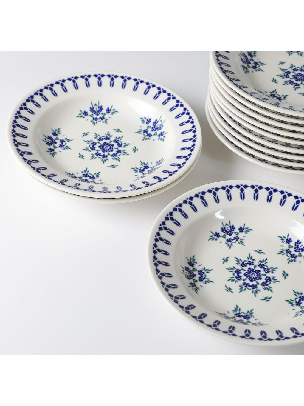 Ekru Eda 12 Adet 19 cm Çukur Yemek Tabağı 1654-1